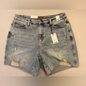 (NWT) Judy Blue High-Waist Light Wash Denim Shorts – Distressed | 2XL